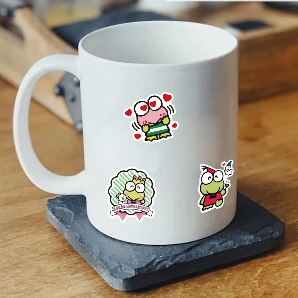 Kawaii Keroppi 스티커 만화 어린이 장난감 PVC 그래피티 데칼, 휴대폰 여행 가방, 문구 냉장고 노트북 스티커 선물, 10 개, 30 개, 50 개