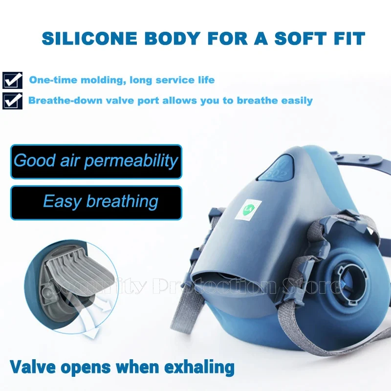 재사용 가능한 하프 페이스 피스 마스크, P100 호흡기 보호, 3m 7502 마스크용 유기 증기, 7502 + 2097