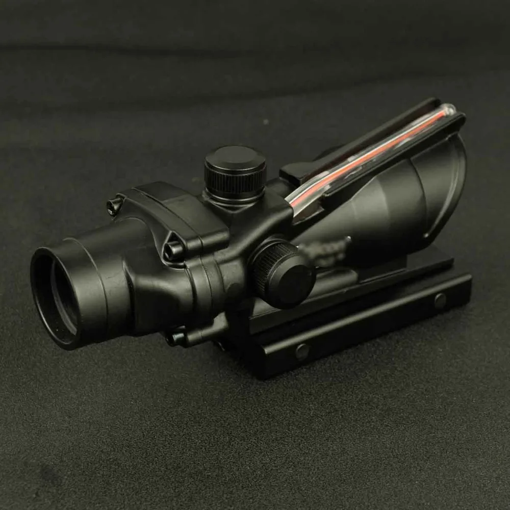 트라이지콘 스코프 Acog 전술 레드 도트 사이트, 실제 녹색 광섬유 라이플 스코프, 소총 사냥 20mm 피카티니 레일, 1x32, 4x32