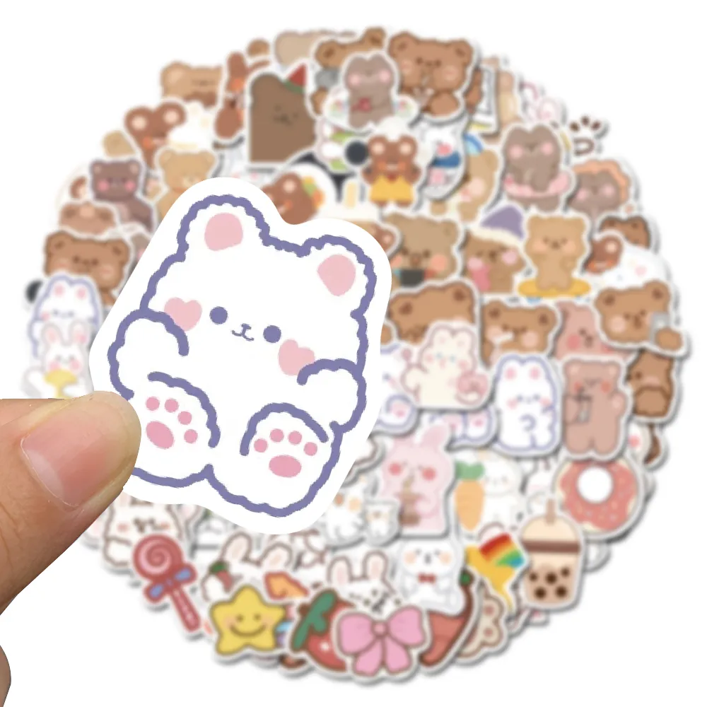 귀여운 만화 토끼 곰 스티커 팩, 어린이 DIY 스케이트보드 오토바이 여행 가방, 문구 데칼 장식, 휴대폰 노트북 장난감, 90 개 title=귀여운 만화 토끼 곰 스티커 팩, 어린이 DIY 스케이트보드 오토바이 여행 가방, 문구 데칼 장식, 휴대폰 노트북 장난감, 90 개 