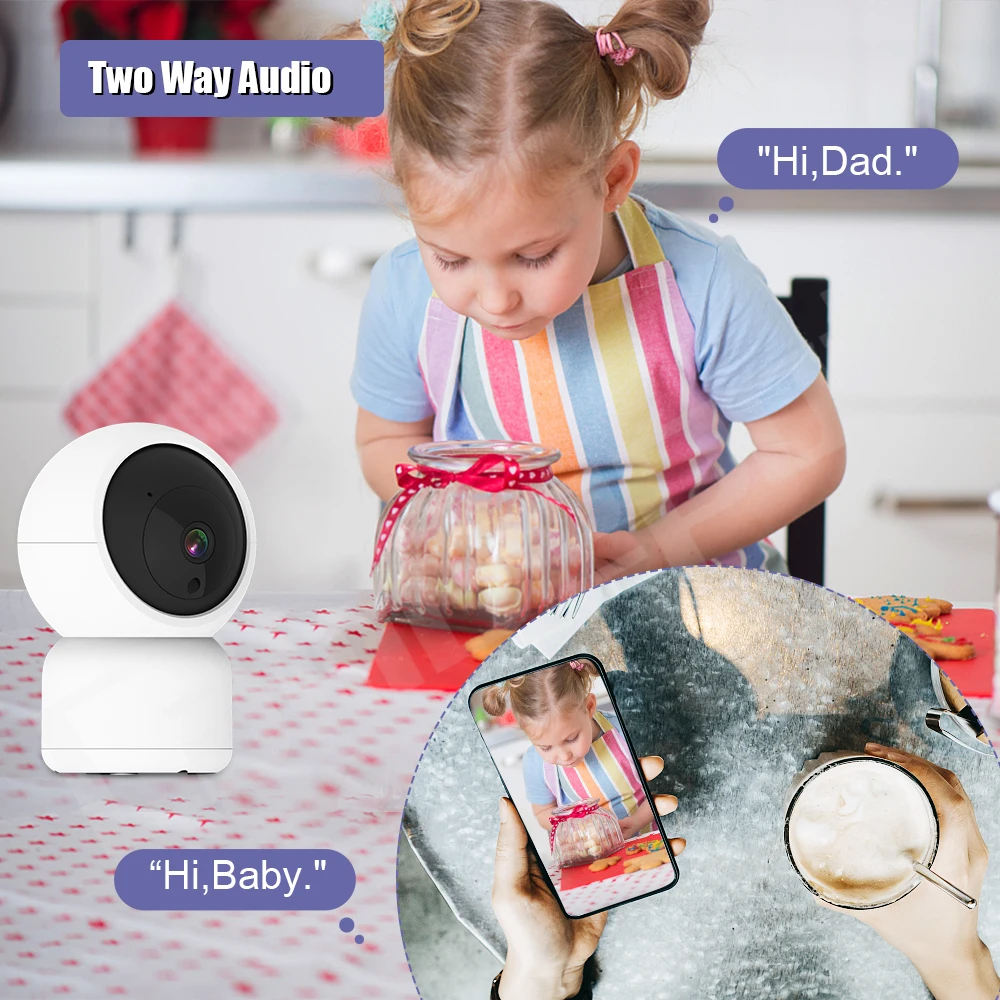 Camdepot IP 카메라 Onvif NVR 지역 경보, 2.4Ghz WiFi 카메라, AI 추적 휴머노이드 감지, 양방향 오디오, PTZ 베이비 모니터, ICSEE, 3MP