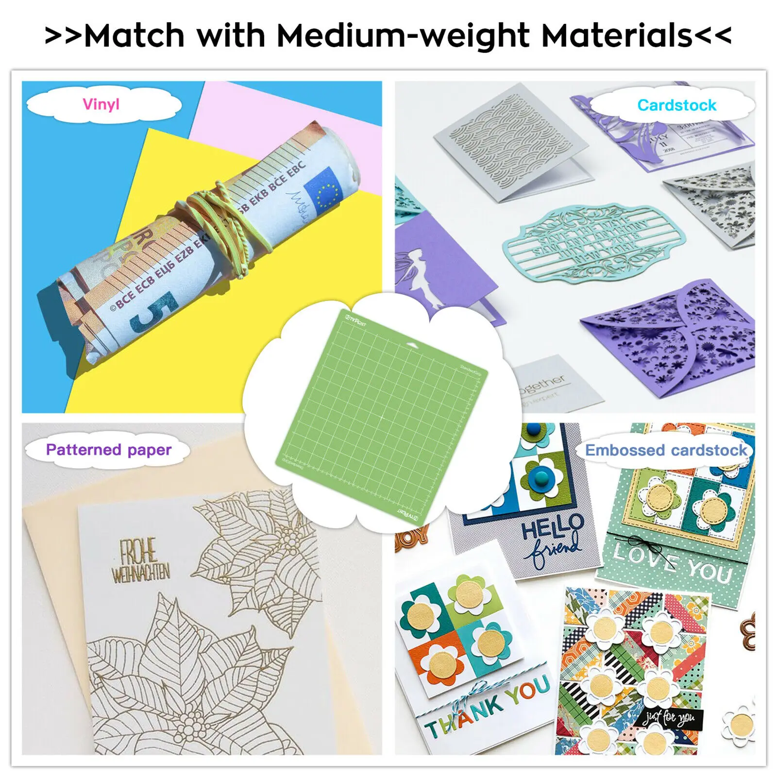 HTVRONT 6 & 3 팩 12x12 인치 녹색 PVC 접착 커팅 매트 기본 플레이트 패드, Cricut Explore Air/Air2/Maker DIY 조각 기계