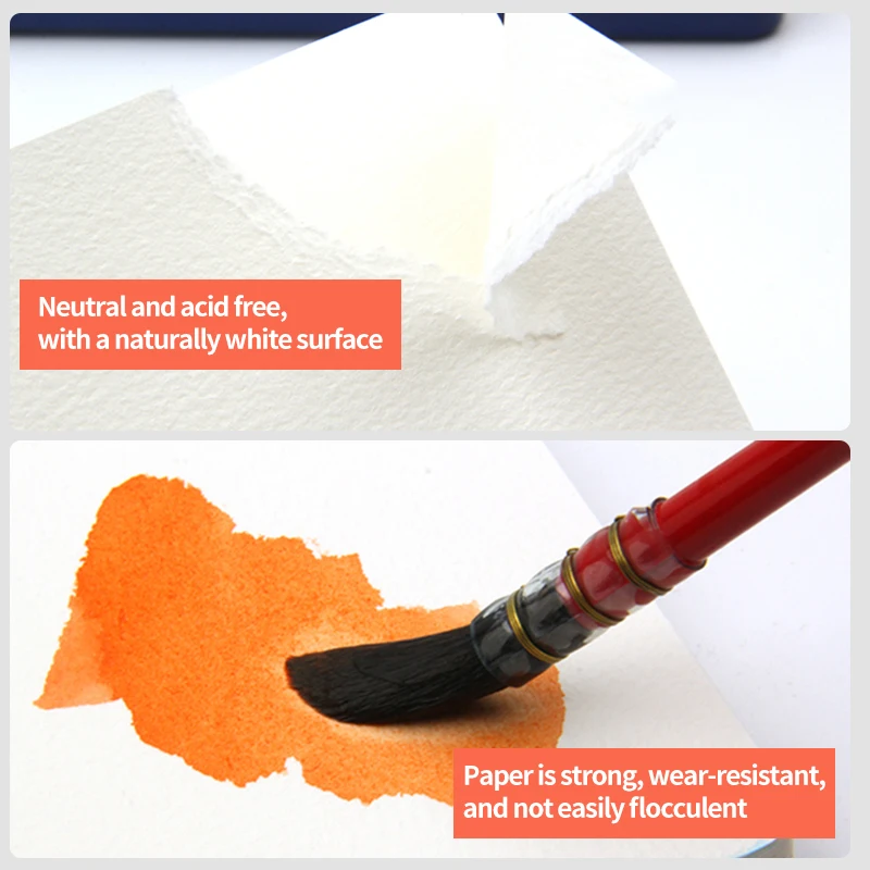 MIKAILAN 학생 아티스트용 사각형 수채화 책, 중간 굵은 곡물, 목재, 면, 수채화 종이, 미술 용품, 230g