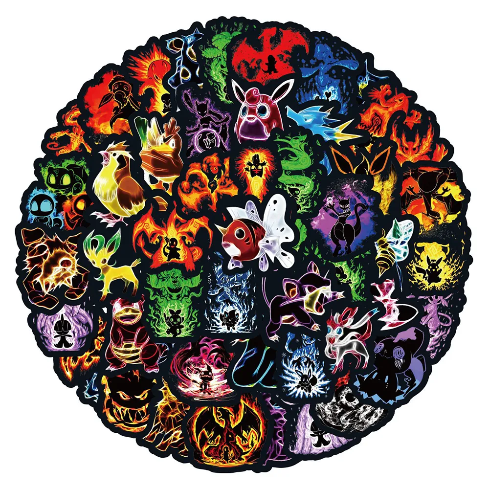 귀여운 네온 포켓몬 만화 스티커, 애니메이션 카와이 데칼, 노트북, 스케이트보드, 오토바이 폰, 방수 스티커, 아이 장난감, 10 개, 30 개, 60 개 title=귀여운 네온 포켓몬 만화 스티커, 애니메이션 카와이 데칼, 노트북, 스케이트보드, 오토바이 폰, 방수 스티커, 아이 장난감, 10 개, 30 개, 60 개 