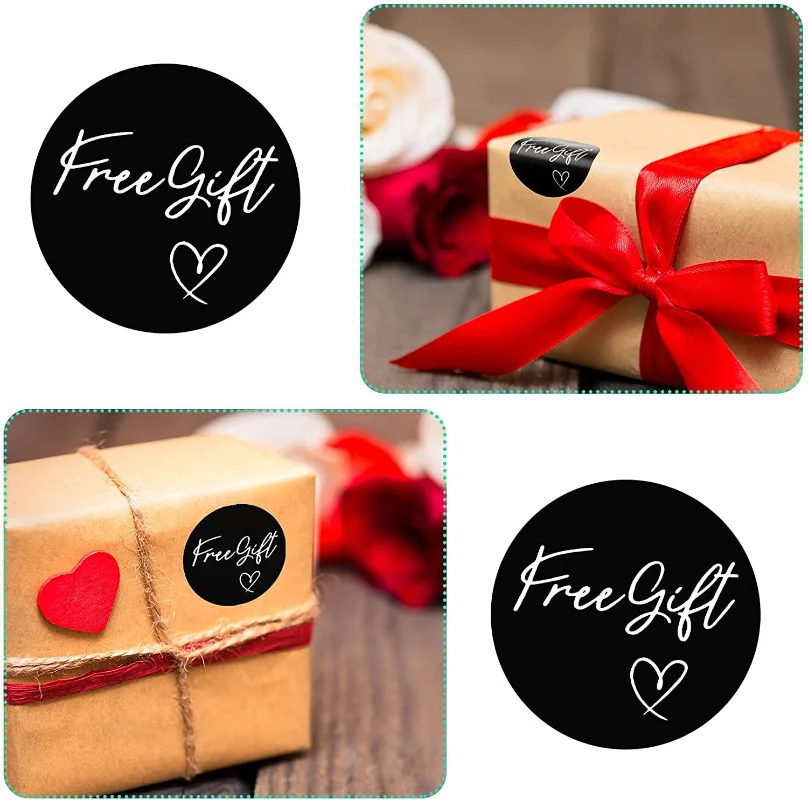 1 인치 무료 선물 씰링 스티커 디자인 스크랩북 축제 파티 장식 레이블 베이킹 비즈니스, 100-500 개