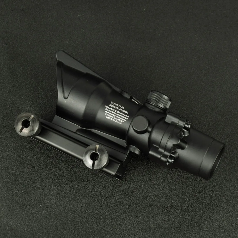 트라이지콘 스코프 Acog 전술 레드 도트 사이트, 실제 녹색 광섬유 라이플 스코프, 소총 사냥 20mm 피카티니 레일, 1x32, 4x32