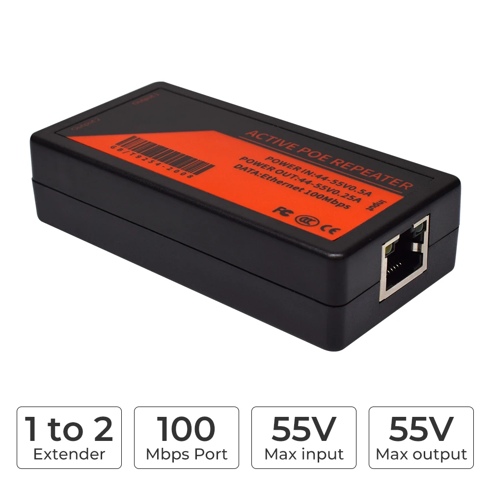 2 포트 PoE 익스텐더 ip 포트용 100Mbps poe 익스텐더 최대 확장 120m 전송 익스텐더 ip 카메라용