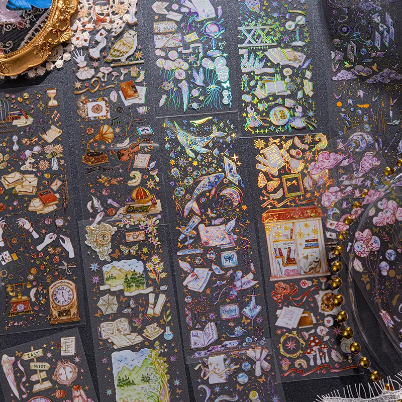 3 개/몫 INS 레이저 청동 스티커 접착 Diy 스티커 플래너 일기 앨범 스크랩북 문구 용품 title=3 개/몫 INS 레이저 청동 스티커 접착 Diy 스티커 플래너 일기 앨범 스크랩북 문구 용품