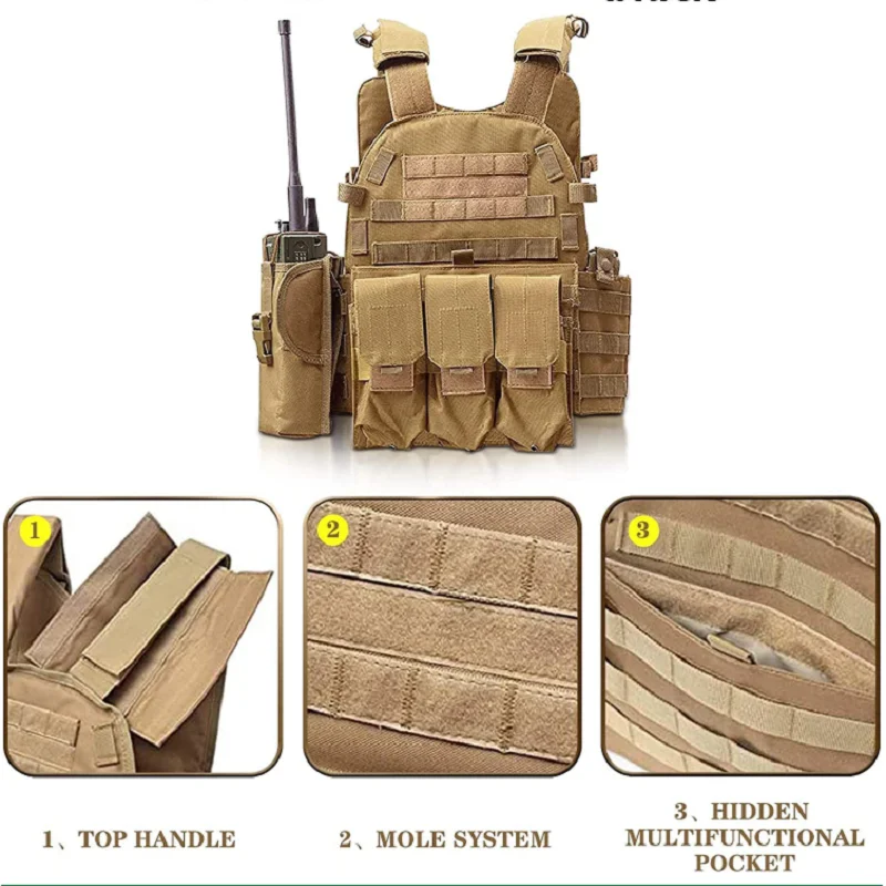 6094 군사 전술 조끼 바디 아머 전투 육군 CS 기어 헌팅 플레이트 캐리어 에어 소프트 액세서리 워게임 파우치 몰 조끼