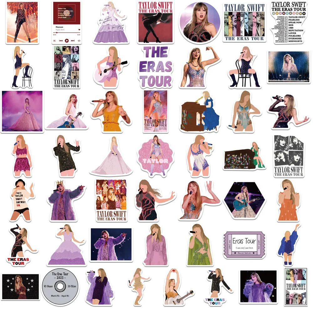 테일러 스위프트 콘서트 방수 그래피티 스티커, 미적 장식 러기지 컵, 노트북 전화 스크랩북 스티커, 10 개, 30 개, 50 개