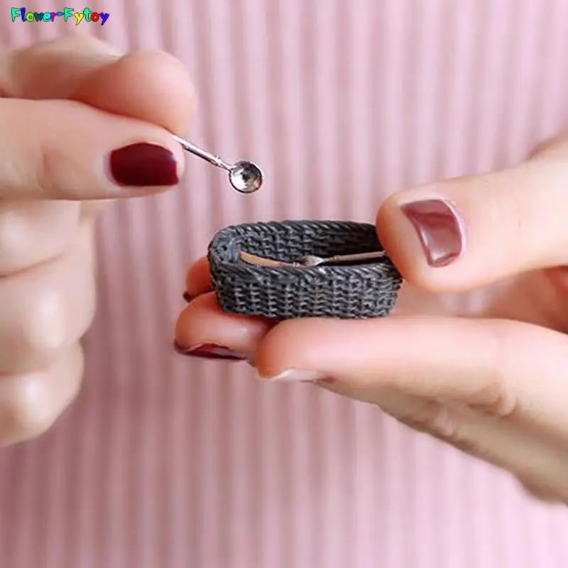 미니 칼 포크 스푼 어린이 장난감, 인형 집 장식, 빈티지 인형 집 미니어처, 식기 바구니 및 수저, 1 세트