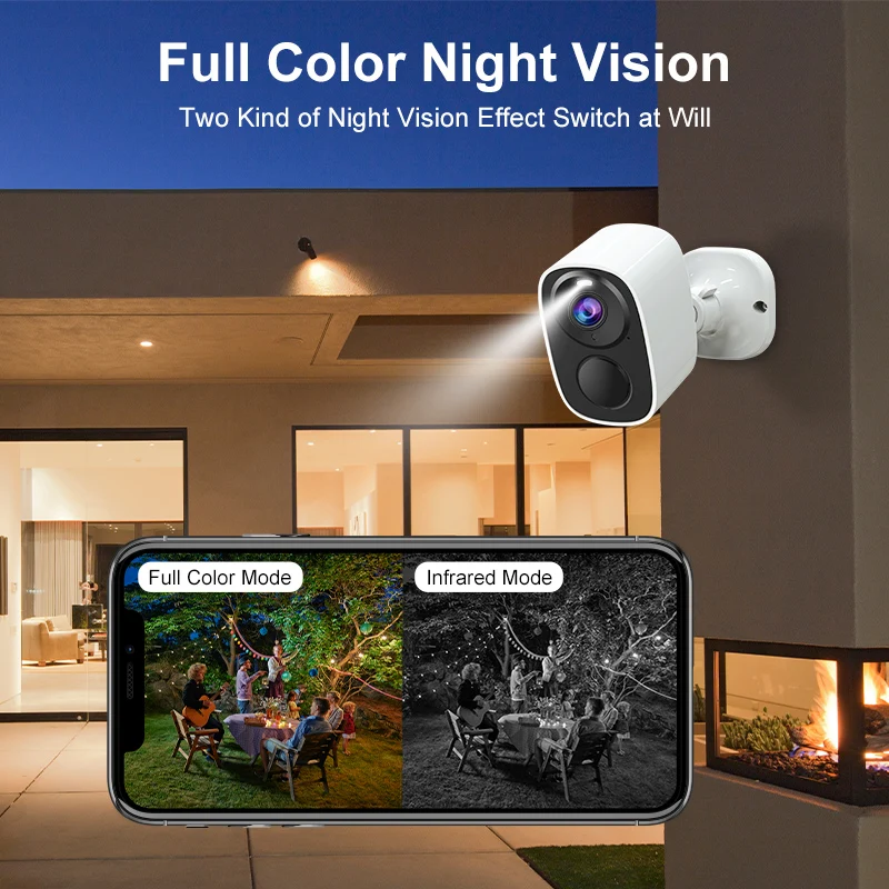 5000mAh 충전식 배터리 카메라가있는 무선 Wi-Fi 카메라 CCTV 보안 카메라 야외 풀 HD 1080P 오디오 IP 카메라