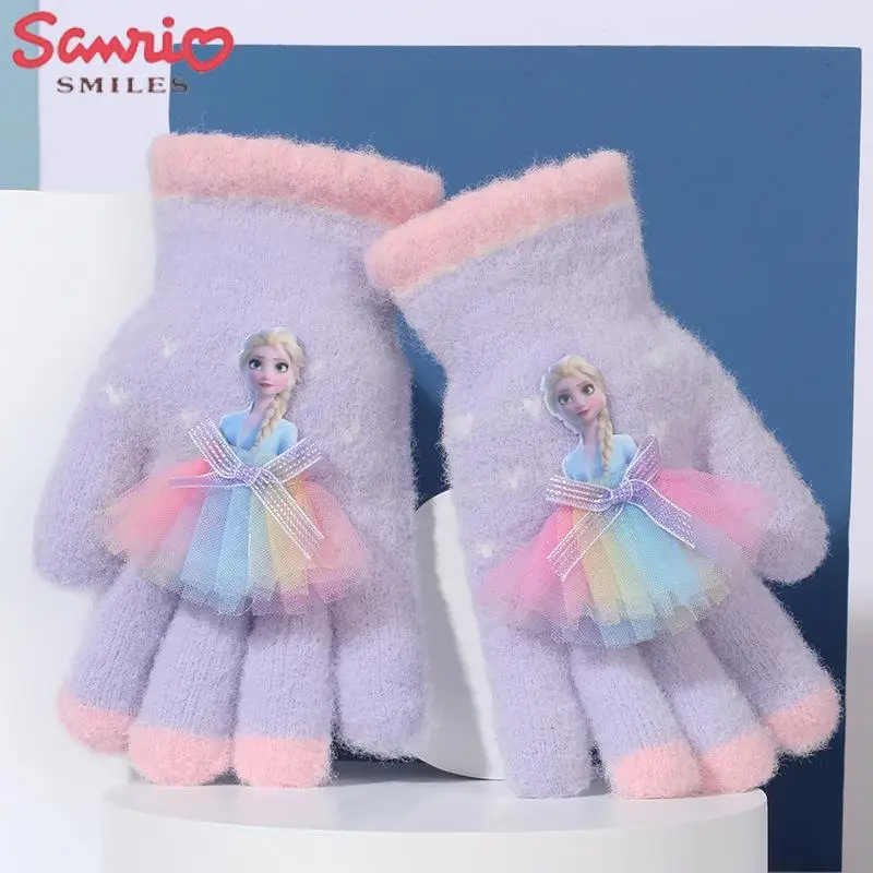 2023 산리오 장갑 어린이 만화 마이멜로디 포차코 쿠로미 겨울 소년 봉제 두꺼운 따뜻한 장갑 여아 다섯 손가락 장갑