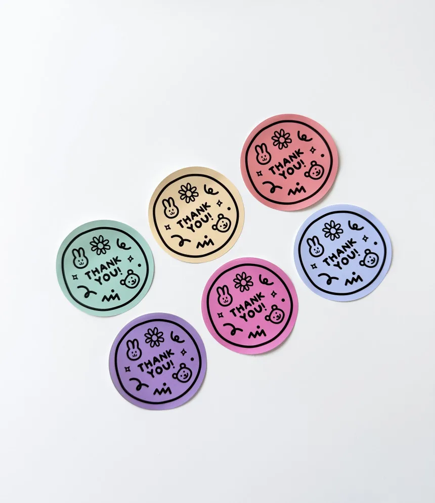 귀여운 곰 땡큐 스티커, 컬러 접착 장식 라벨, 봉투 우편물 가방, 어린이 선물, 베이비 샤워 생일 선물, 60 개