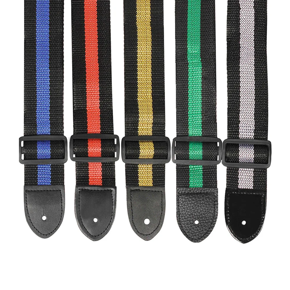 기타 스트랩 액세서리, 컬러풀 스트라이프, 조절 가능한 벨트, 나일론 가죽, 포크우드, 일렉트릭 기타 스트랩 액세서리, 1 개