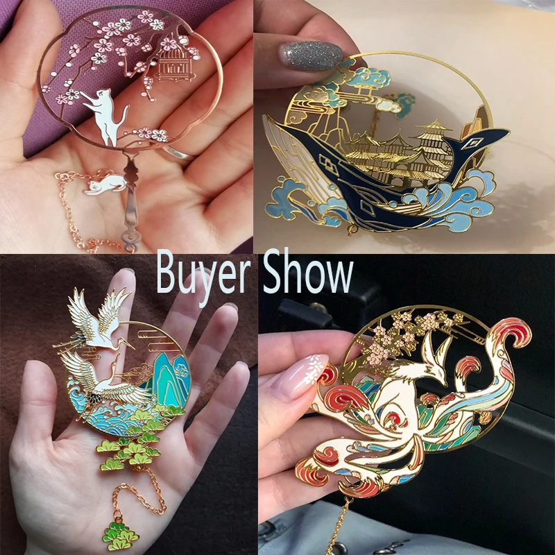 중국 스타일 황동 책갈피 태슬 펜던트, 레트로 북 클립, 금속 페이지 매김 마크, 학생 문구 선물, 학교 사무용품