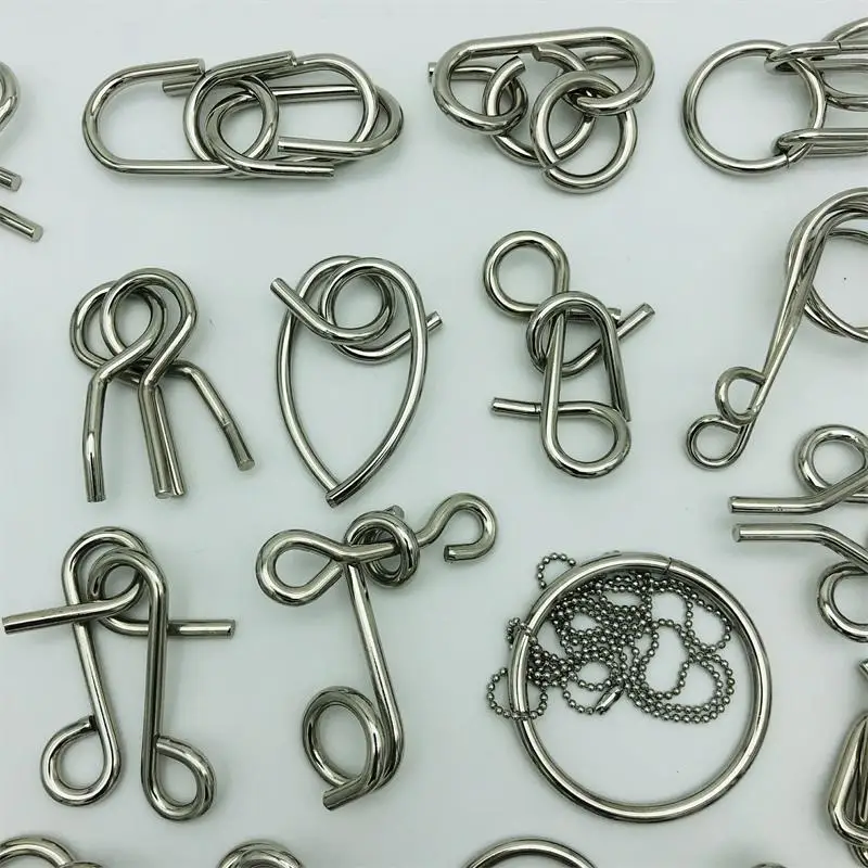 새로운 30/41/46PCS 금속 퍼즐 마인드 브레인 티저 마술 와이어 링 퍼즐 게임 완구