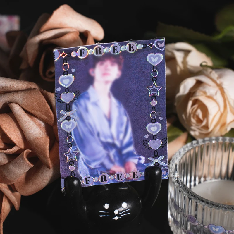 Journamm 미학 프레임 장식 스티커, DIY 컷 콜라주 스크랩북 재료, 방수 애완 동물 스티커 문구, 팩당 3 개