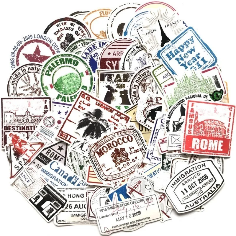 우편 레트로 레터 헤드 스탬프 여행 가방 스티커, 개성 있는 트롤리 케이스, 기타 그래피티 스티커, 10 개, 30 개, 50 개