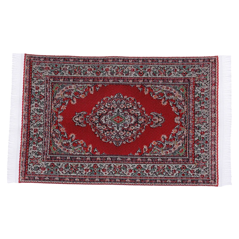 1:12 터키 인형의 집 미니 카펫, 플로럴 매트, 집 장식, 바닥 커버, 미니어처 인형 액세서리