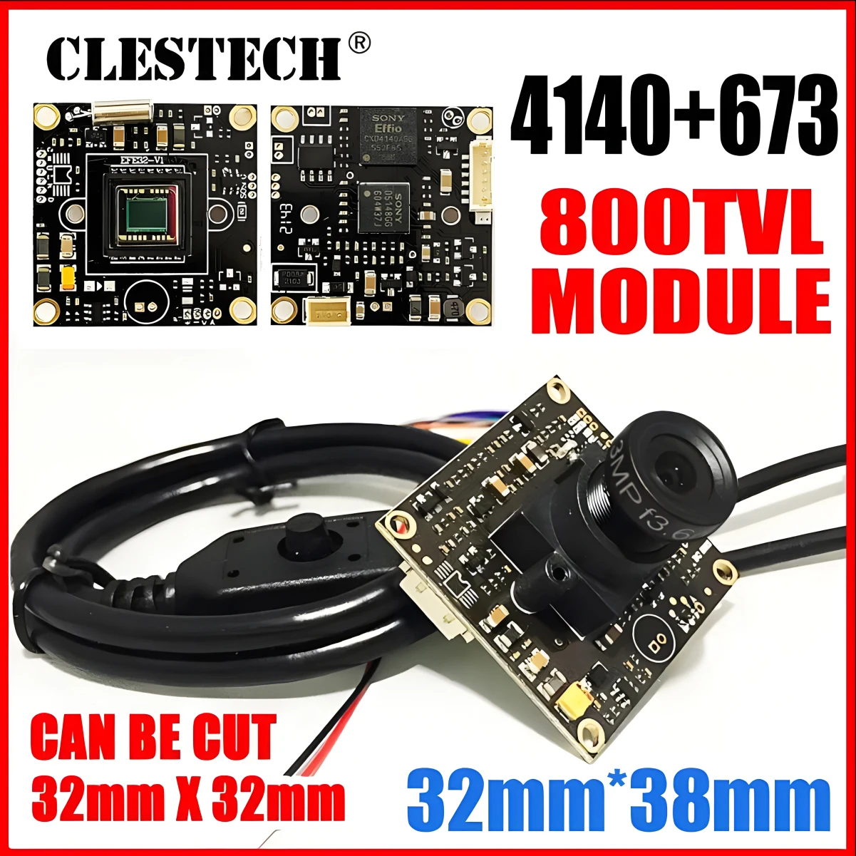 CLESTECH 카메라 모듈 소니 에피오 CCD 4140 + 673 800TVL 칩 회로 기판, HD CCTV 아날로그 960H OSD 케이블 현미경 DIY 모니터링