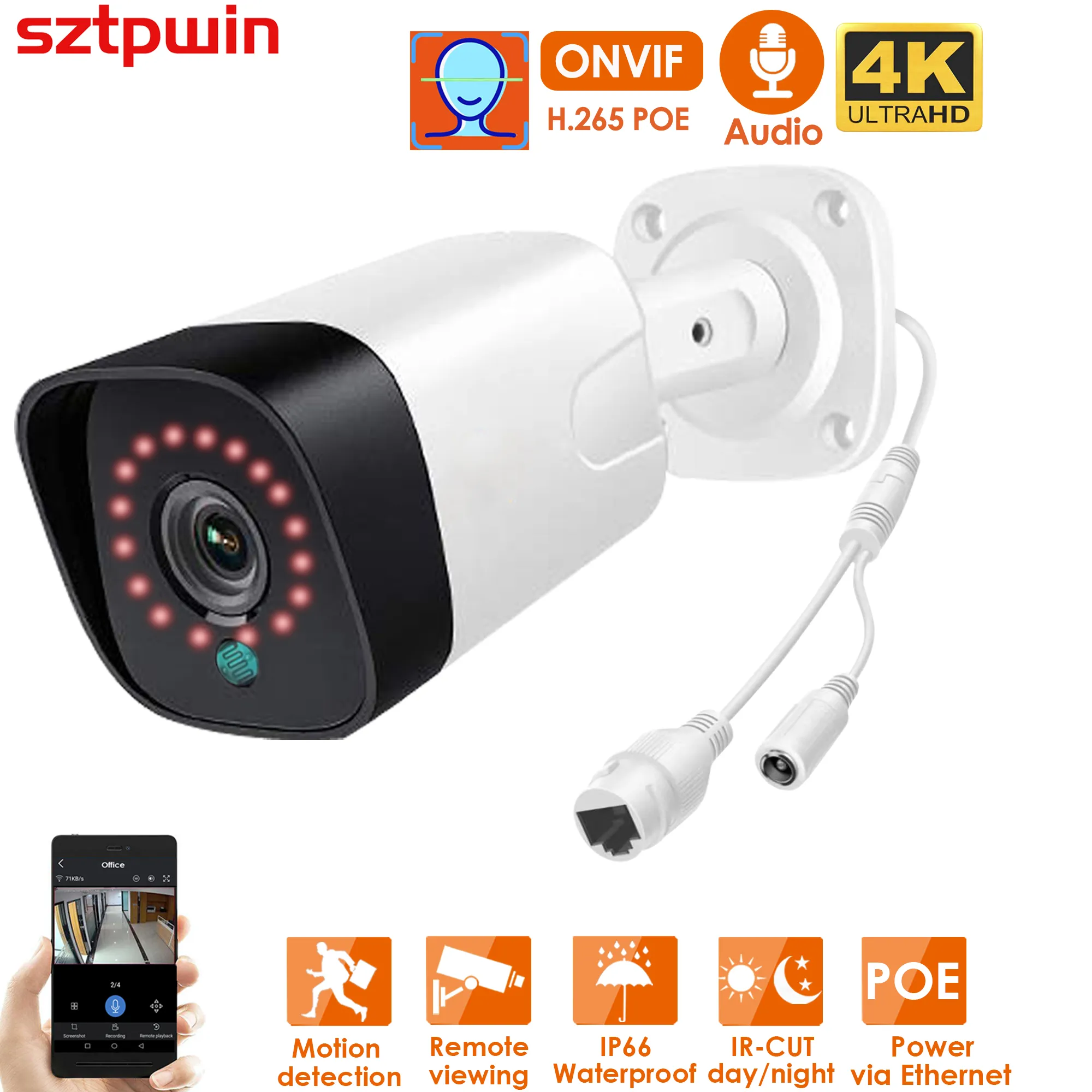 8MP 4K POE IP 카메라 ONVIF H.265 오디오 기록 CCTV 얼굴 감지 5MP 방수 IP66 야외 보안 비디오 감시, POE IP 카메라 얼굴 감지 오디오 기록 title=8MP 4K POE IP 카메라 ONVIF H.265 오디오 기록 CCTV 얼굴 감지 5MP 방수 IP66 야외 보안 비디오 감시, POE IP 카메라 얼굴 감지 오디오 기록 