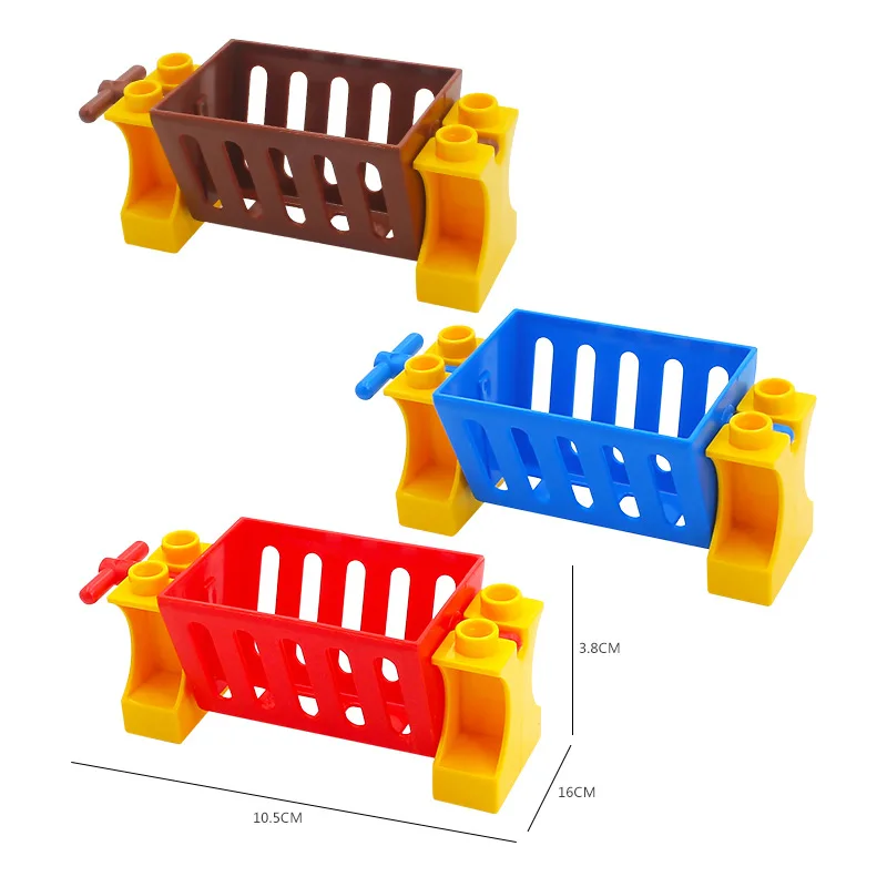 몬테소리 기어 도시 소방 가스 교통 울타리, 큰 빌딩 블록, 듀플로 호환, 어린이 선물 조립 장난감