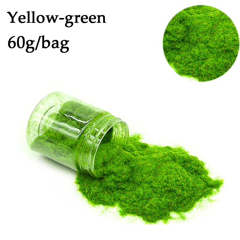 정적 잔디 분말 3mm 잔디 플록 나일론 장난감 모델 장면 제작, 6 색 단색 디오라마 모래 테이블 시뮬레이션 터프트, 60g