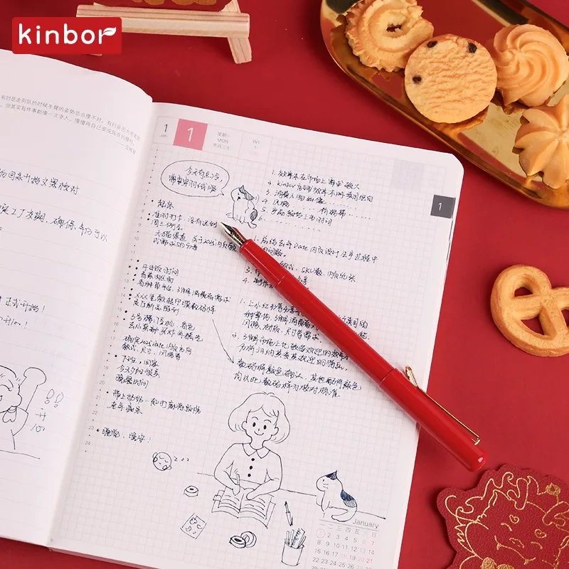 Kinbor 2024 A6 A5 저널 노트북, 연간 일정, 일일 노트북 및 저널, 타임 라인, 주간 계획, 효율적 학교 사무실