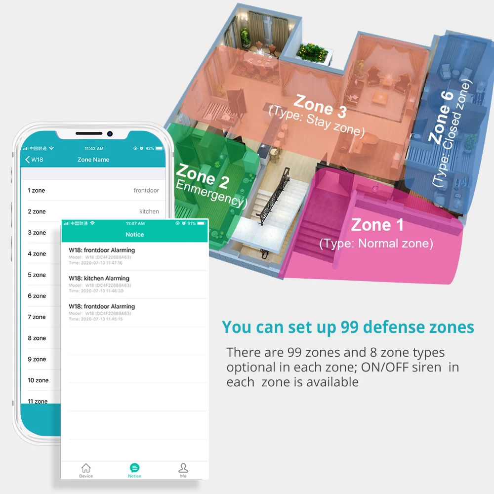 KERUI-W181 투야 스마트 홈 와이파이 GSM 경보 시스템, 도난 홈 보안 경보 앱 제어 모션 센서 6 개 언어 차고 경보