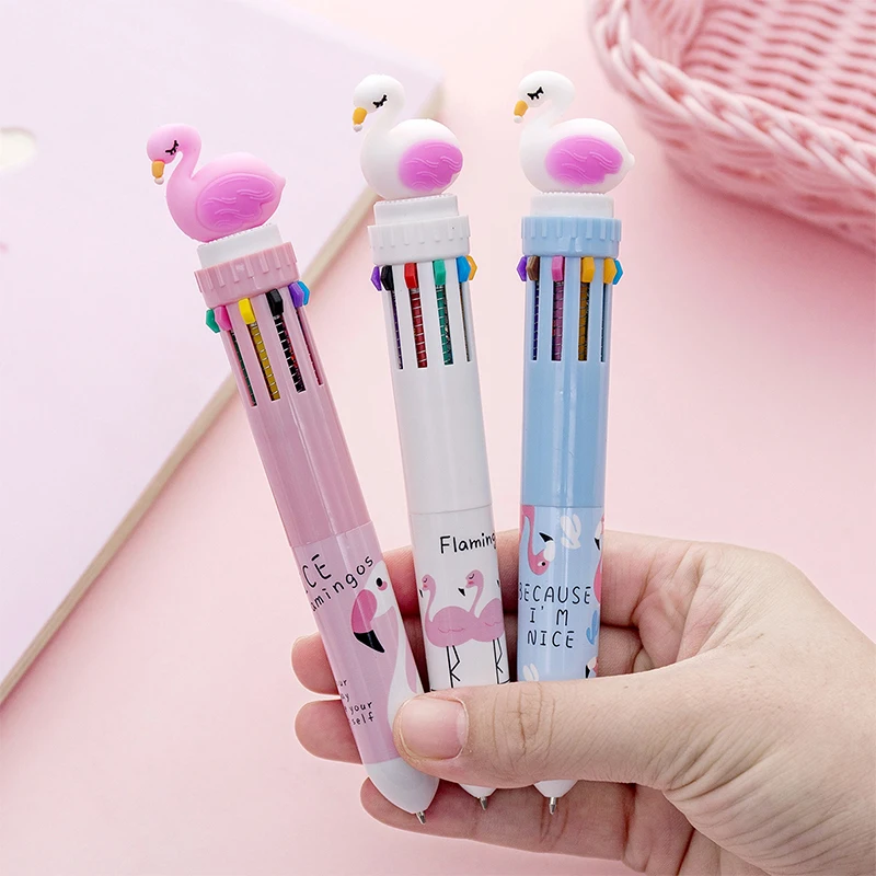 10 색 볼펜, 귀여운 문구, 귀여운 펜, 참신한 귀여운 카와이 펜, 학생 쓰기 젤 펜, 학습 사무용품