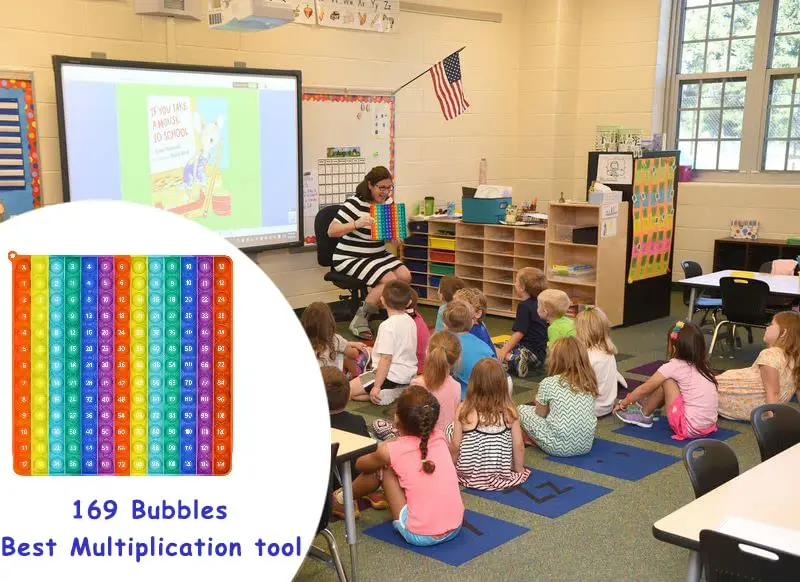 몬테소리 푸시 버블 장난감 어린이용 큰 사이즈 디지털 곱하기 테이블, 24cm, 산술 교육 보조, 학습 완구