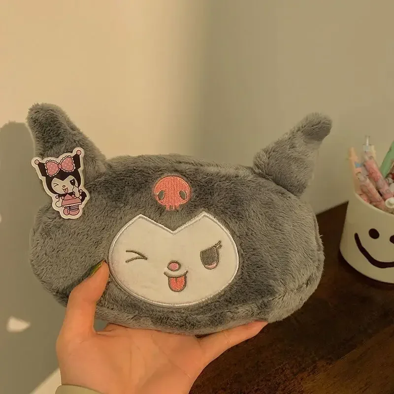 귀여운 산리오 필통, 애니메이션 쿠로미 시나모롤 봉제 가방, 장난감 메이크업 대형 필통, 문구 용품, 어린이 선물