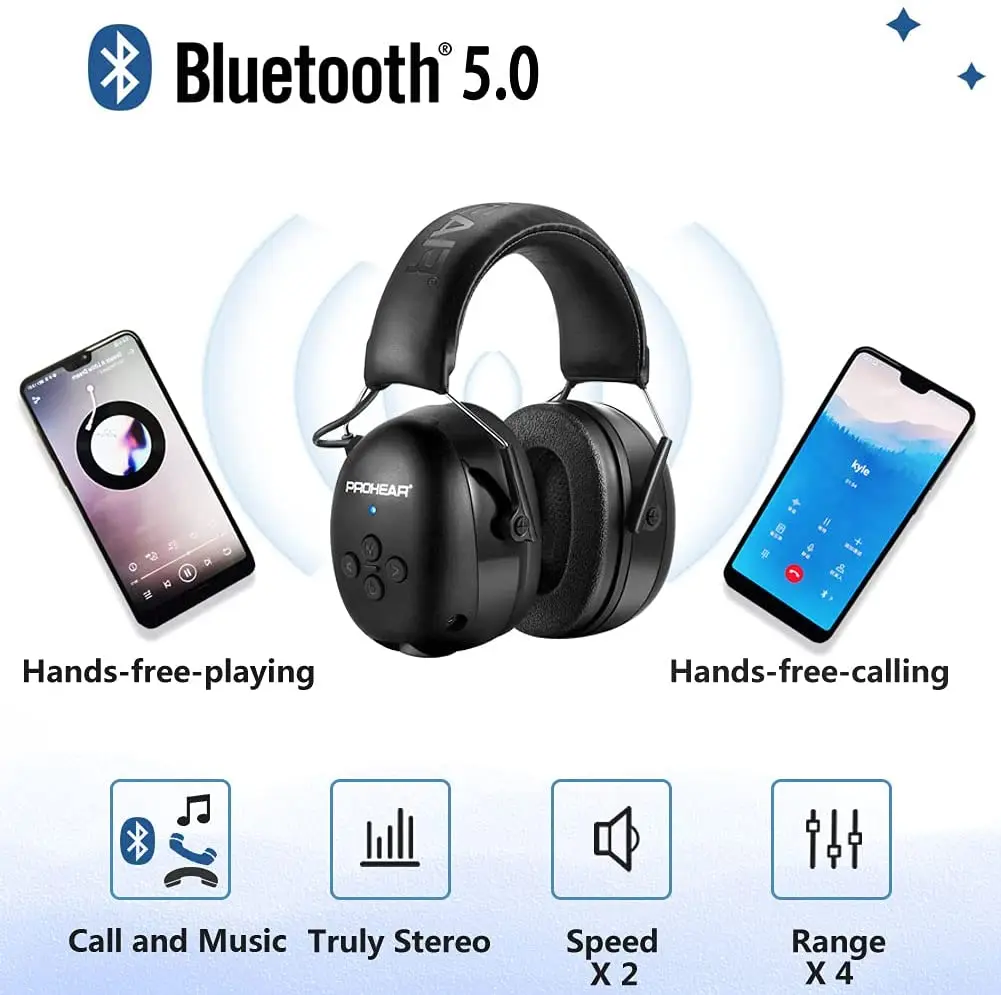 ZOHAN 전자 헤드폰 5.0 Bluetooth 귀마개 음악 안전을위한 청력 보호 헤드폰 소음 감소 충전
