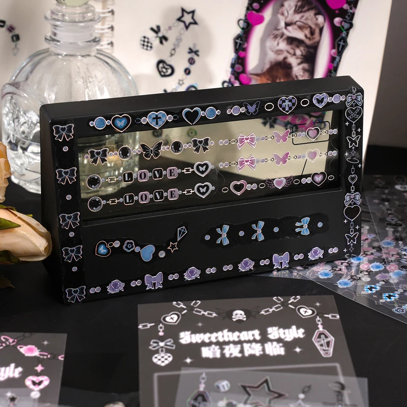 Journamm 미학 프레임 장식 스티커, DIY 컷 콜라주 스크랩북 재료, 방수 애완 동물 스티커 문구, 팩당 3 개