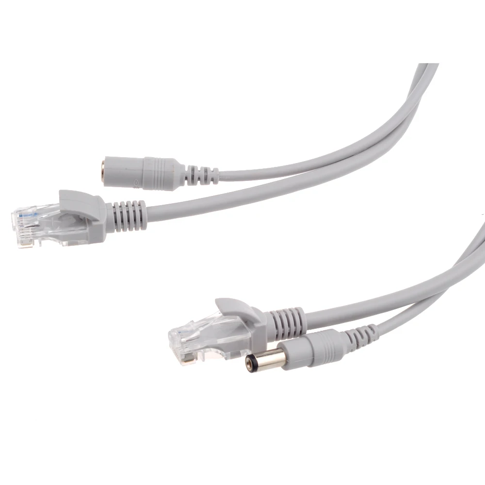 옵션 회색 CAT5/CAT-5e 이더넷 케이블, RJ45 + DC 전원 CCTV 네트워크 랜 케이블, 시스템 IP 카메라용, 5M, 10M, 15M, 20M, 30M