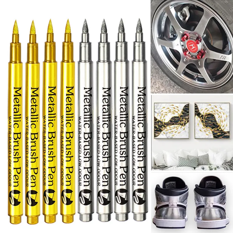 금속 마커 펜 세트, 골드 실버 화이트 색상, 브러시 펜, 중간 포인트 마커, 금속 바위 그림, 검은 종이 카드 만들기 title=금속 마커 펜 세트, 골드 실버 화이트 색상, 브러시 펜, 중간 포인트 마커, 금속 바위 그림, 검은 종이 카드 만들기 