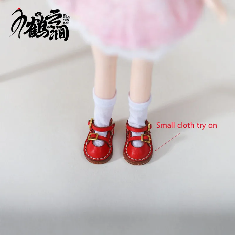 미니 가죽 신발 1/6 1/8 1/12 OB11 Blyths Ob22 Ob24 인형 신발, 더블 슈즈 장난감 액세서리, 3.0x1.8cm