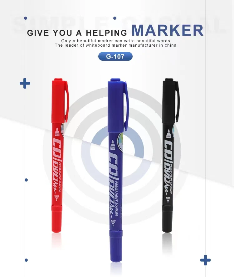 Gxin G-107 컬러 영구 마커, 12PCs 아트 펜, 듀얼 팁, 방수, 실용적인 펜, 산업 학교 및 가정용, 색상