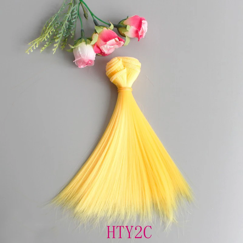 러시아 수제 DIY 액세서리용 스트레이트 인형 가발, 핑크 옐로우 퍼플 그린 블루 컬러, 15cm, 25cm, 1 개