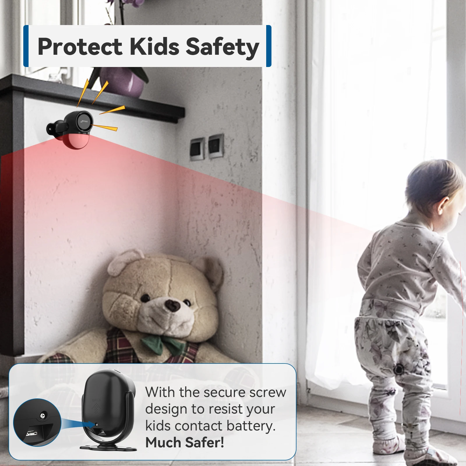 CPVAN 적외선 모션 감지기, 가정 도난 경보 센서, 보안 보호, 무선 433MHz PIR 모션 센서, 125dB 사운드