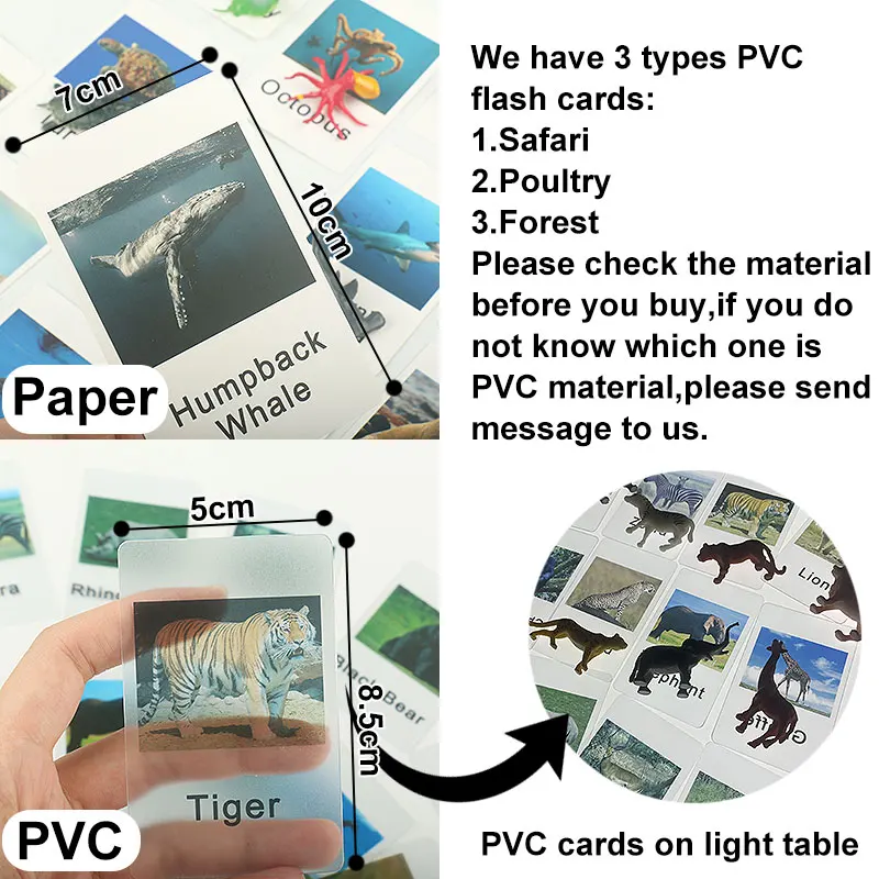 몬테소리 교육용 동물 매칭 카드 테이블 장난감 어린이용, 유치원 교육 완구, C1766F