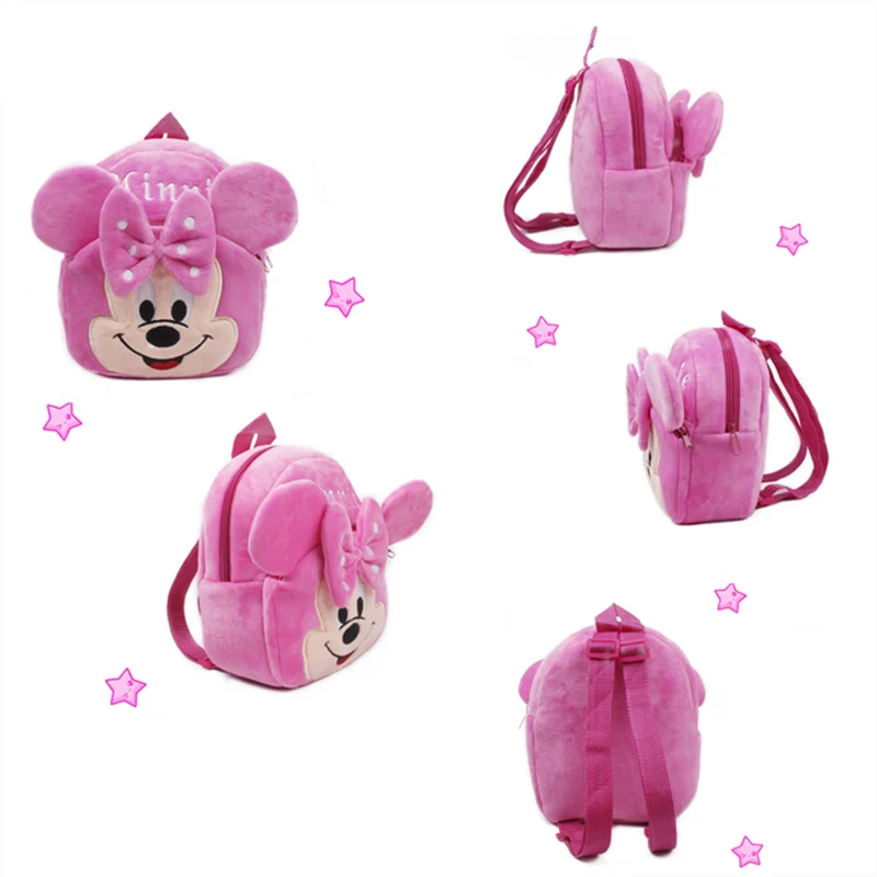디즈니 미키 스티치 귀여운 만화 어린이 봉제 배낭 장난감, 미니 학교 가방, 어린이 선물, 소년 소녀 아기 학생 가방 지갑