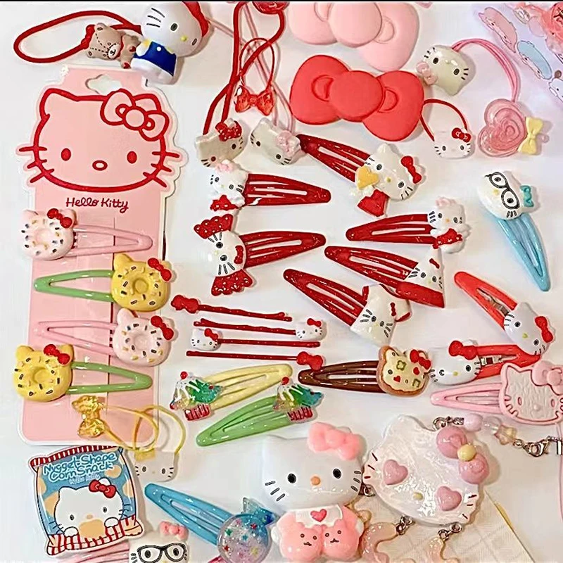 귀여운 산리오 머리핀 헬로 키티 애니메이션, 귀여운 만화, 학생 헤어 클립, 헤어 액세서리 장식 장난감, 소녀 선물, 19 개