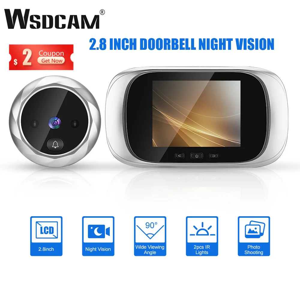 Wsdcam-2.8 인치 LCD 디지털 핍홀 초인종, 90 도 도어 아이 도어 뷰어 카메라, 야간 투시경, 사진 도어 링 모니터 title=Wsdcam-2.8 인치 LCD 디지털 핍홀 초인종, 90 도 도어 아이 도어 뷰어 카메라, 야간 투시경, 사진 도어 링 모니터 