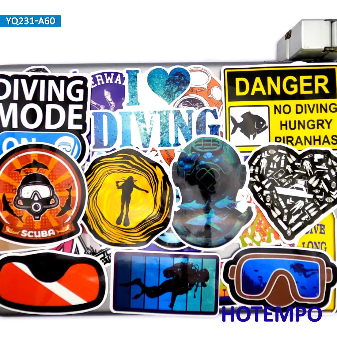 60 개, 다이빙, 수중 모험, 스쿠버, 야외 스포츠, 방수 스티커, DIY, 노트북, 전화, 수하물, 기타, 헬멧, 자전거, 오토바이, 스케이트 보드, 자동차 스티커