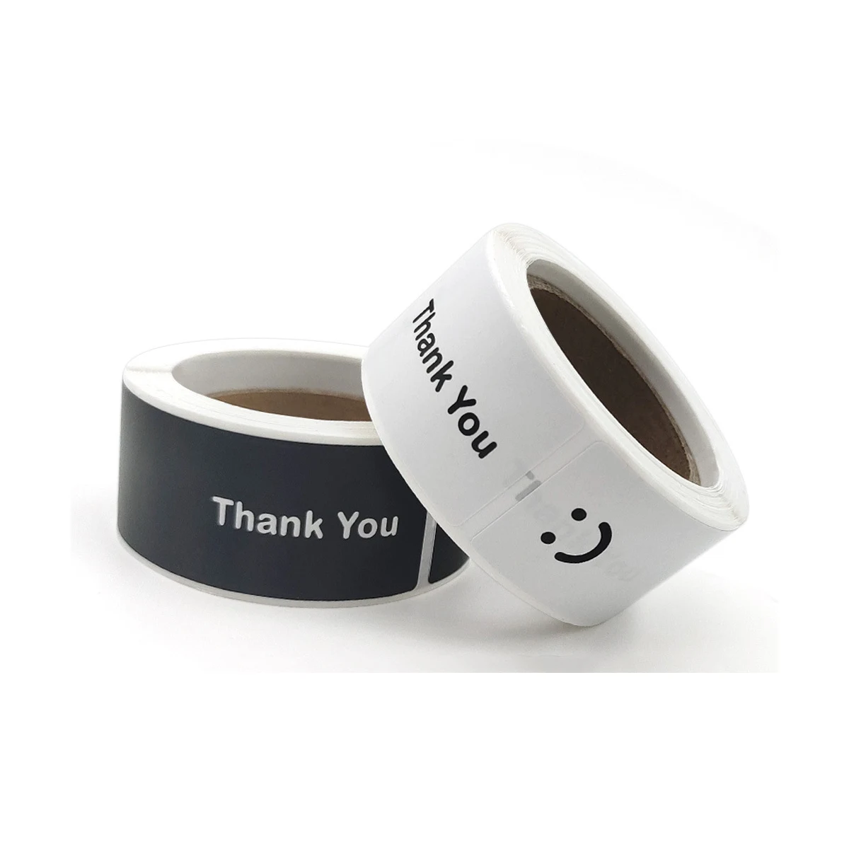 스마일 페이스 블랙 앤 화이트 땡큐 직사각형 도장 스티커 선물 스티커, 수제 포장 장식 라벨, 120 개/롤