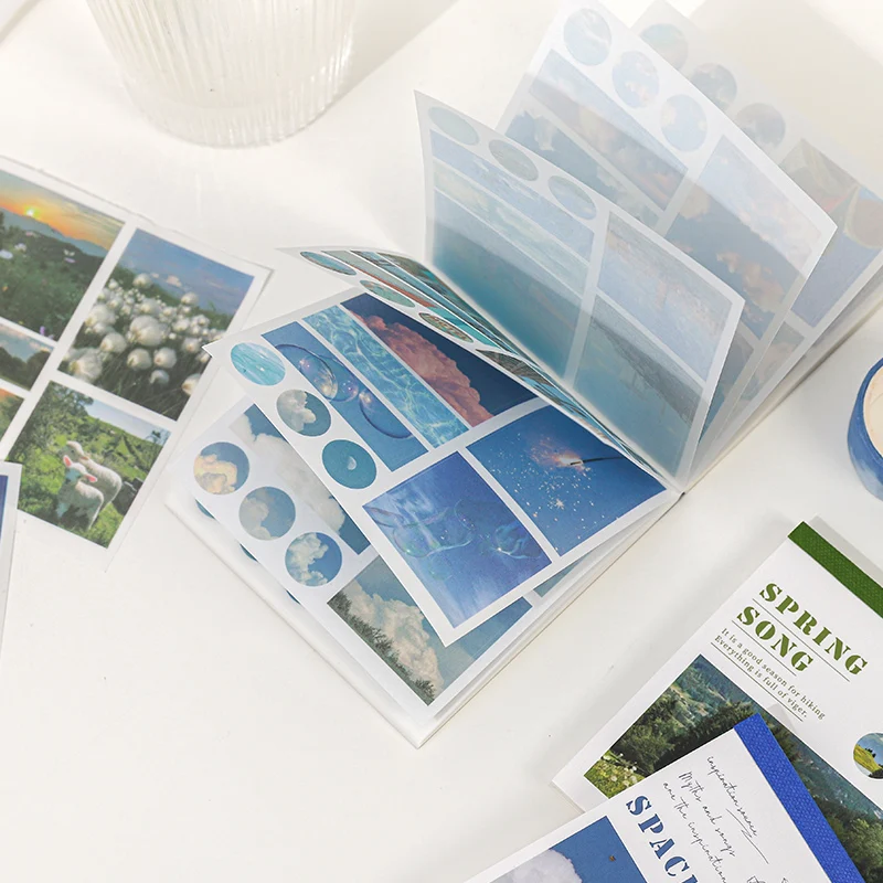 Washi Paper Ins 스티커, 스크랩북 저널, 앨범, 일기, DIY 페이지, 책, 미적 풍경 스티커, 50 가지 패턴