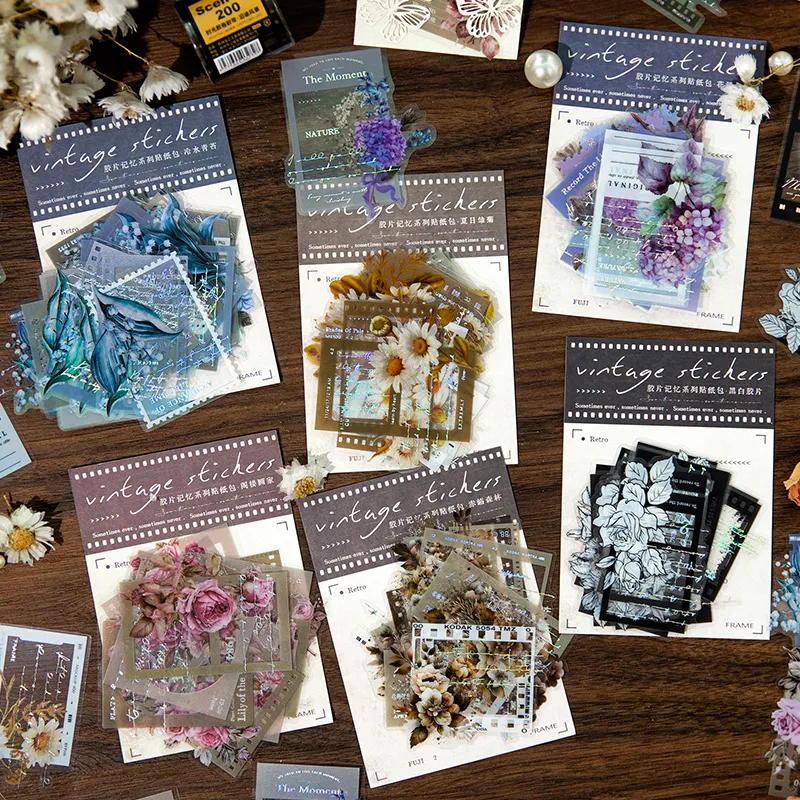 Journamm 투명 PET 플라워 스티커, 레트로 필름, DIY 스크랩북 장식, 정크 저널 용품, 문구 스티커, 팩당 20 개 title=Journamm 투명 PET 플라워 스티커, 레트로 필름, DIY 스크랩북 장식, 정크 저널 용품, 문구 스티커, 팩당 20 개