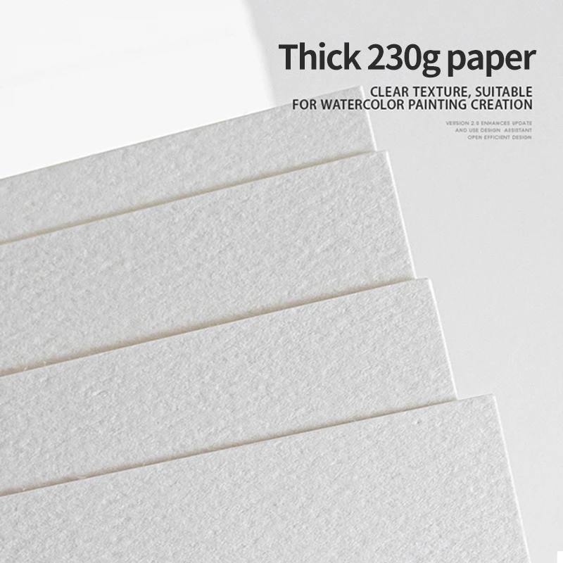 MIKAILAN 학생 아티스트용 사각형 수채화 책, 중간 굵은 곡물, 목재, 면, 수채화 종이, 미술 용품, 230g